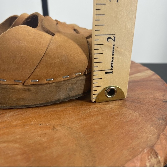 Lotta From Stockholm Peep Toe Clogs tan leather Sz 40 US 9 ankle strap - Picture 6 of 9